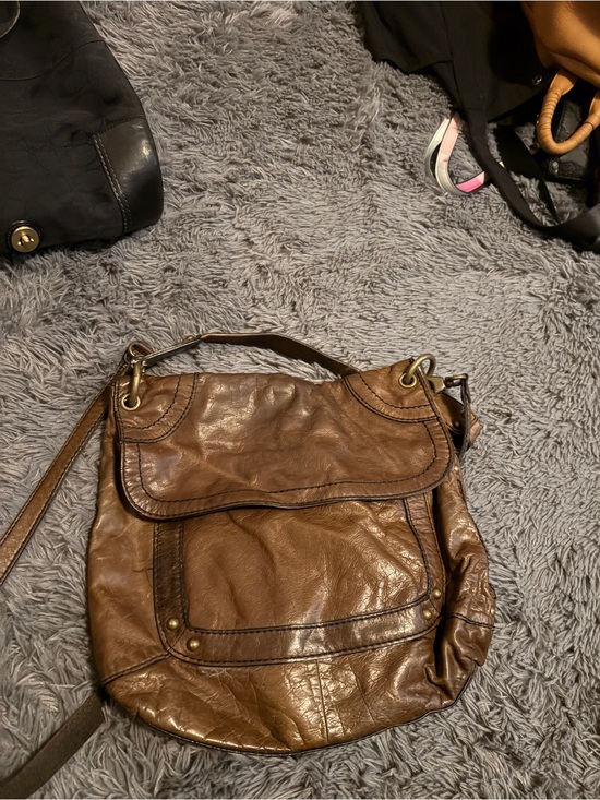 Fossil Handbags - Fossil Brown Leather Flap Crossbody Bag